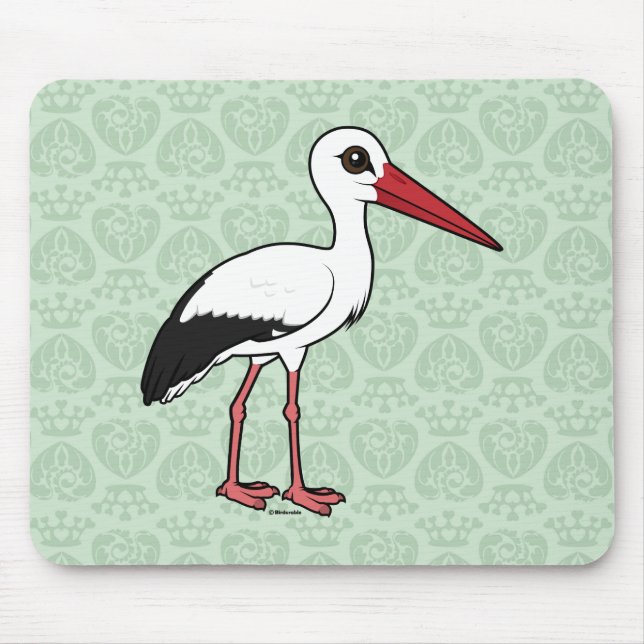 Birdorable White Stork Mouse Pad (Front)