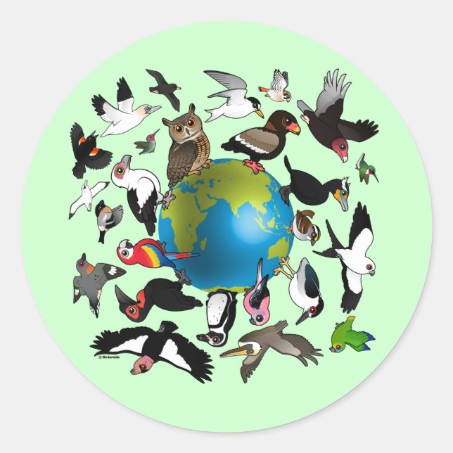 Birdorables Around the World Classic Round Sticker (Front)