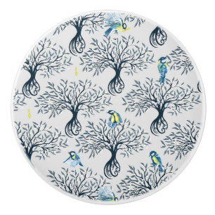 Birds and Apple Trees Ceramic Knob