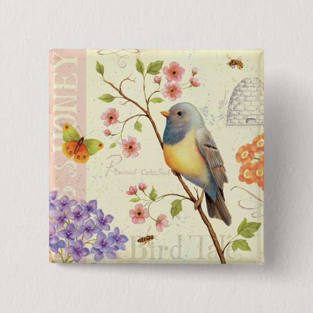 Birds and Bees 15 Cm Square Badge (Front)