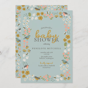 Birds and Bees Floral Baby Shower Invitation
