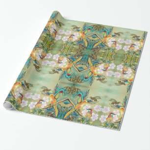 birds and bees giftwrap wrapping paper