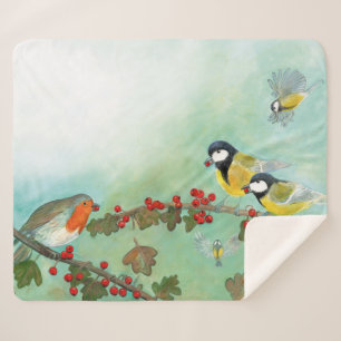 Birds and Berries Sherpa Blanket