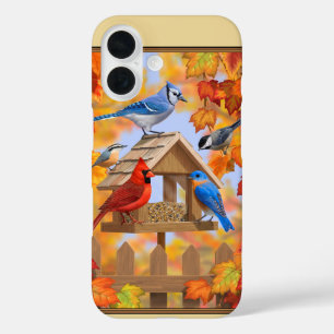 Birds and Birdfeeder Autumn Gold iPhone 16 Case
