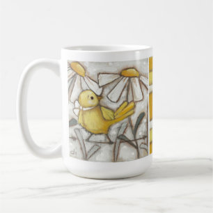 Birds and Blooms - Yellow Bird and Stripes Coffee Mug