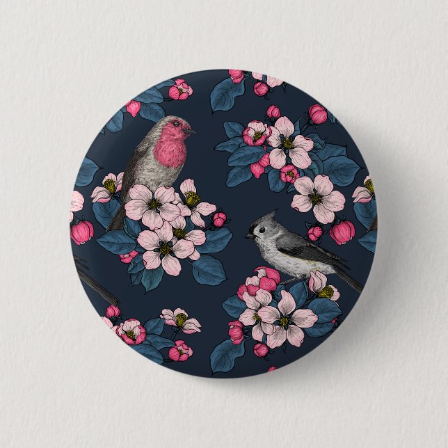 Birds and Blossoms 6 Cm Round Badge (Front)
