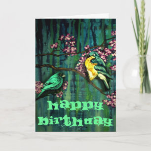 Birds and Blossoms Birthday Wish Card