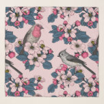 Birds and Blossoms on pink Scarf<br><div class="desc">Hand- painted apple blossom and birds.</div>
