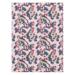 Birds and Blossoms on pink Tablecloth