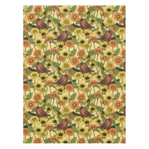 Birds and Blossoms on pink Tablecloth