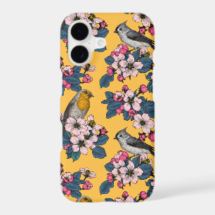 Birds and Blossoms on yellow