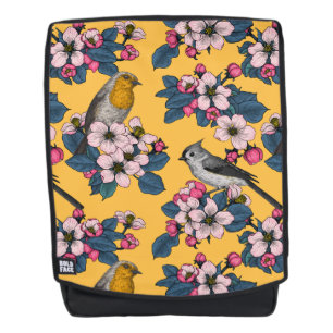 Birds and Blossoms on yellow Backpack