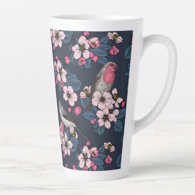 Birds and Blossoms on yellow Latte Mug (Right)