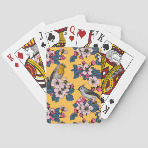 Birds and Blossoms on yellow Playing Cards