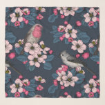 Birds and Blossoms Scarf<br><div class="desc">Hand- painted apple blossom and birds.</div>