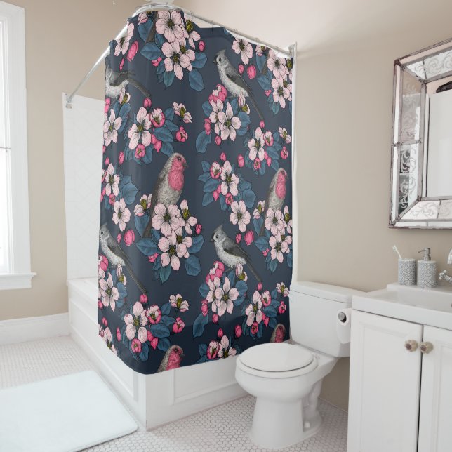 Birds and Blossoms Shower Curtain (In Situ)