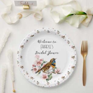 Birds and Blossoms Tea Party Shower Paper Plate