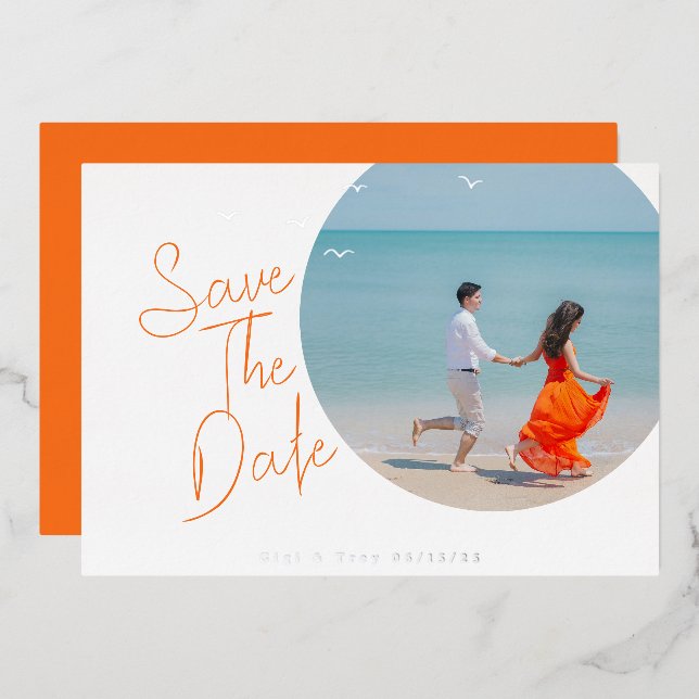 Birds and Breezy Foil Save the Date (Front/Back)