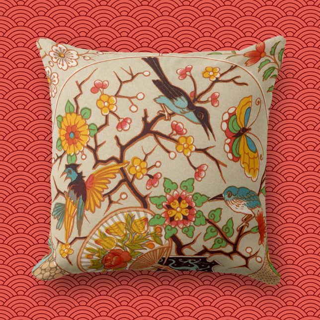 Birds and Butterflies Throw Pillow (Creator Uploaded)