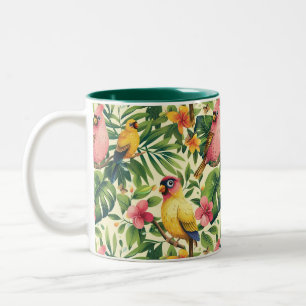 Birds and Butterflies Tropical Two-Tone Coffee Mug