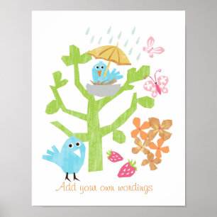 Birds and butterflies wall art