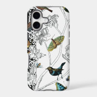 Birds and Butterfly on a Black & White Background