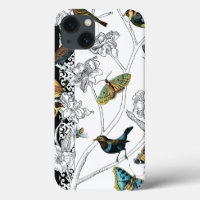 Birds and Butterfly on a Black & White Background