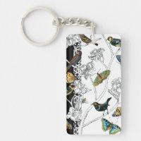 Birds and Butterfly on a Black & White Background