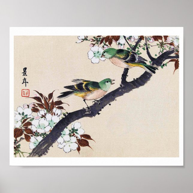 Birds and Cherry Blossoms, Imao Keinen Poster (Front)