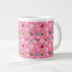 Birds and cherry flowers large coffee mug