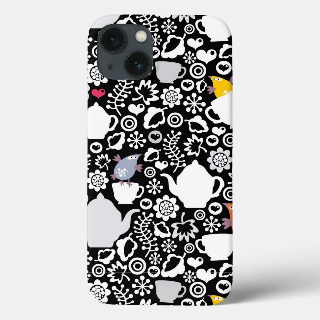 Birds and cups pattern Case-Mate iPhone case (Back)