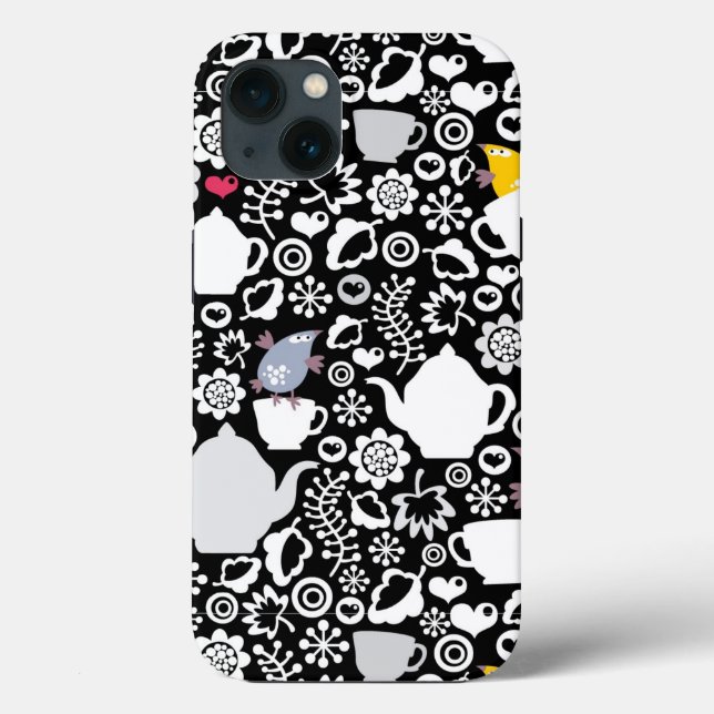 Birds and cups pattern Case-Mate iPhone case (Back)