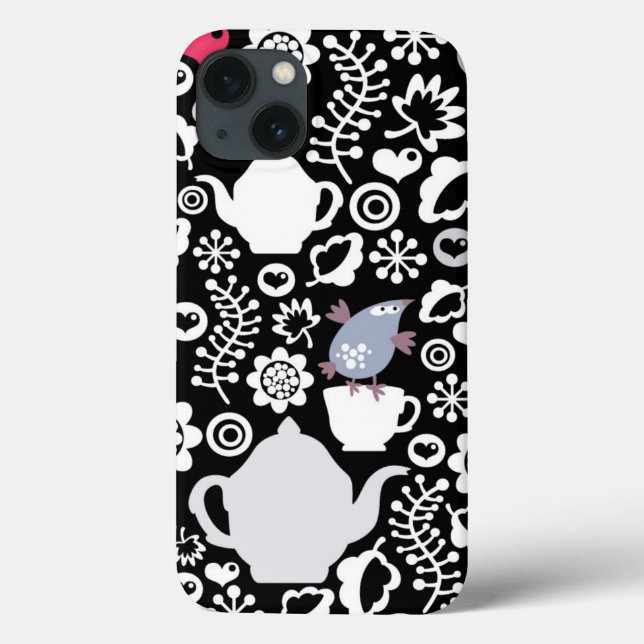 Birds and cups pattern Case-Mate iPhone case (Back)
