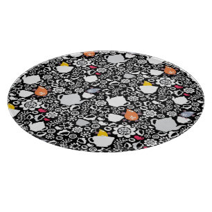 Birds and cups pattern cutting board