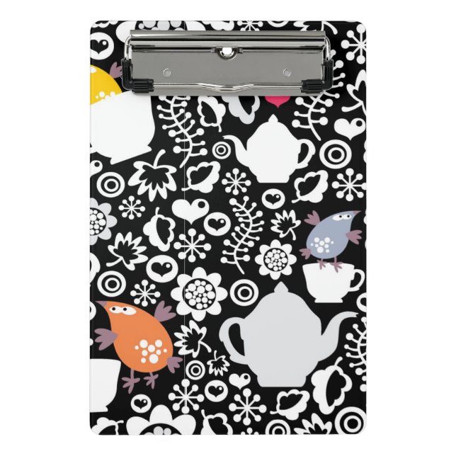 Birds and cups pattern mini clipboard (Front)