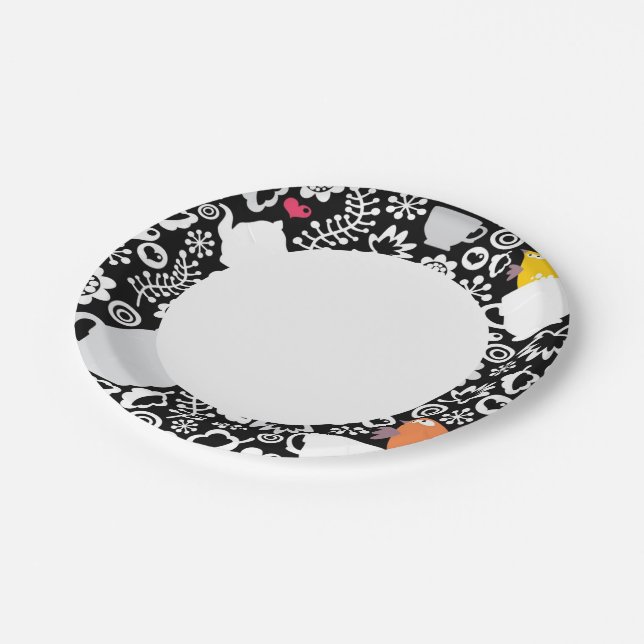 Birds and cups pattern paper plate (Angled)