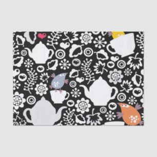 Birds and cups pattern tissue paper