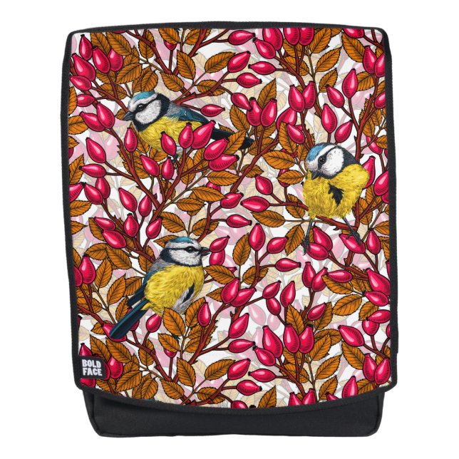 Birds and dog rose hips backpack (Front)