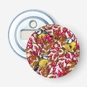 Birds and dog rose hips bottle opener