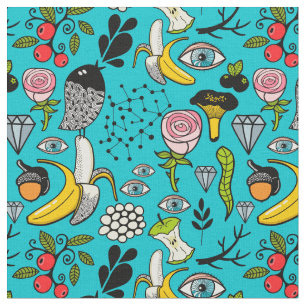 Birds and eyes fabric
