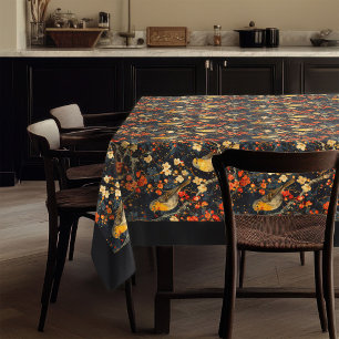 Birds and Fall Flowers Tablecloth Nature-Inspired