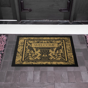 Birds and Filigree Tan Welcome Doormat