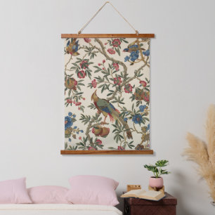 Birds and Flower Blossoms Vintage Nature art  Hanging Tapestry