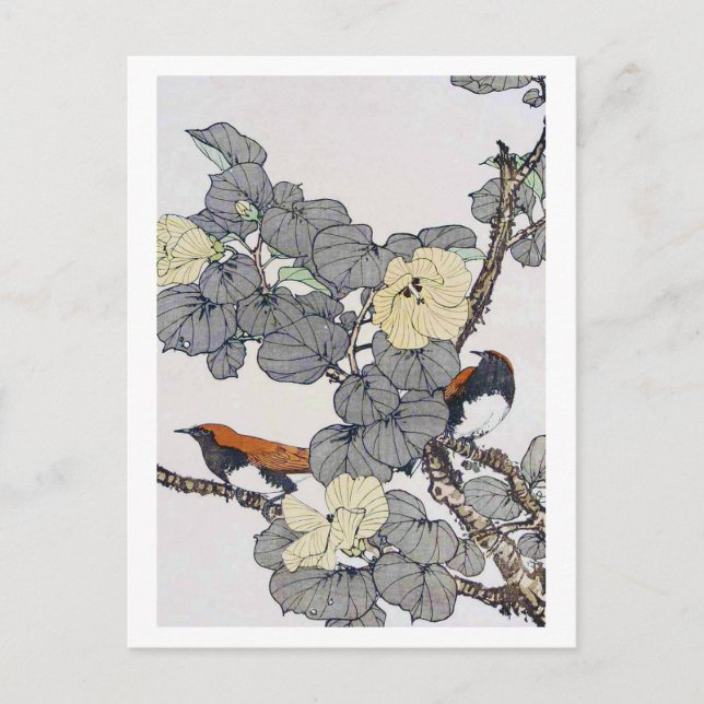 Birds and Flower, Imao Keinen Postcard (Front)
