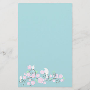 Birds and Flowers Custom Stationery