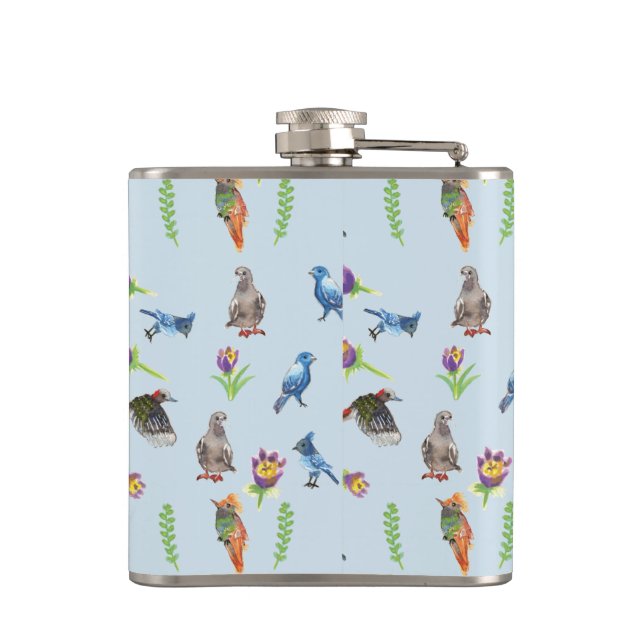 birds and flowers hip flask (Back)