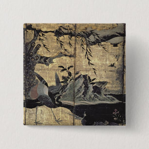 Birds and Flowers of the Four Seasons 15 Cm Square Badge
