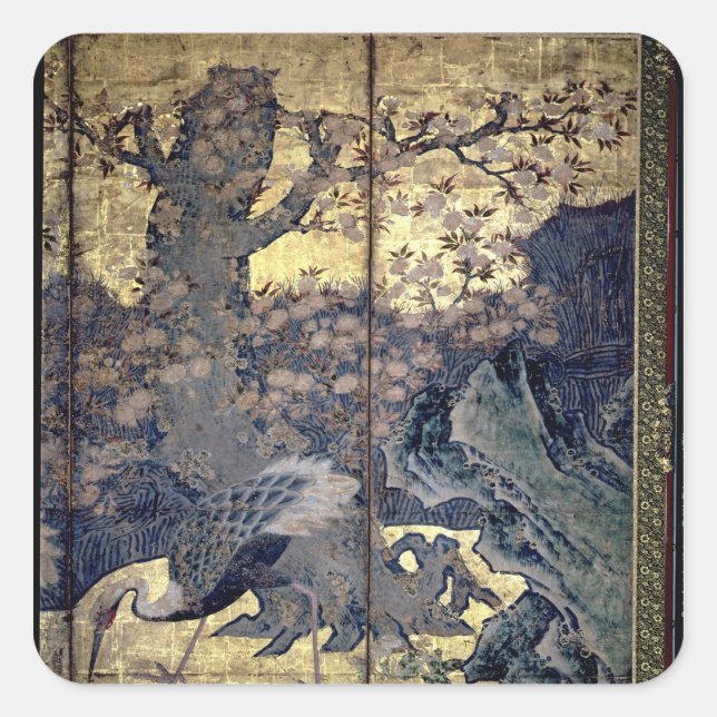 Birds and Flowers of the Four Seasons Square Sticker (Front)