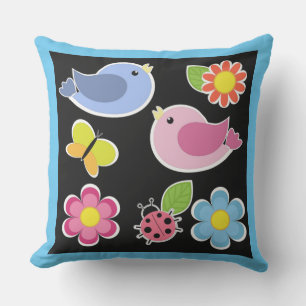 BIRDS AND FLOWERS PATTERN OUTDOOR CUSHION