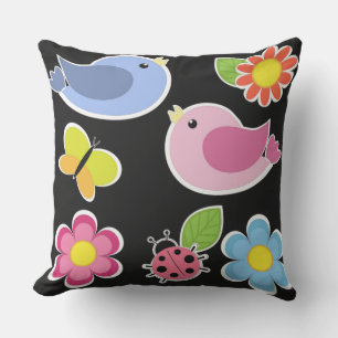 BIRDS AND FLOWERS PATTERN OUTDOOR CUSHION
